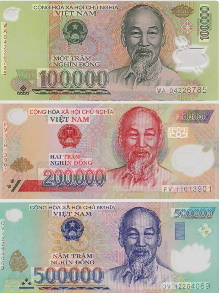 example of 3 bills banknote